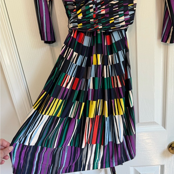 BCBGMaxAzria - Multicolored Striped Surplice Wrap Dress Size S - Picture 11 of 14